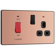 BG Electrical Evolve Polished Copper - 45A double pole with switched socket and indicators
