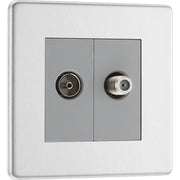 BG Electrical Flatplate Screwless Brushed Steel - Double, satellite and co-axial