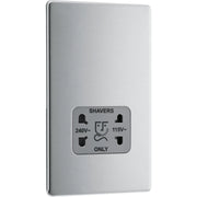 BG Electrical Flatplate Screwless Brushed Steel - 115/240V dual voltage shaver socket