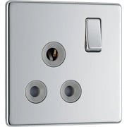 BG Electrical Flatplate Screwless Polished Chrome - 15A, single, switched, round pin