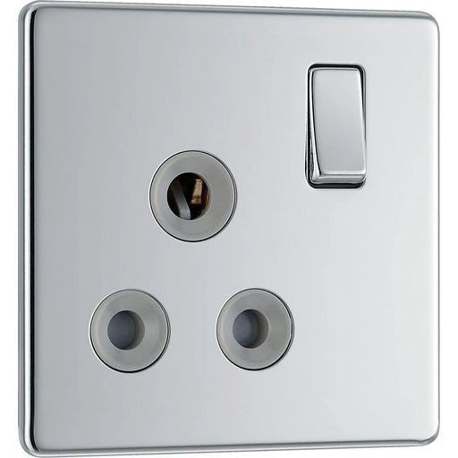 BG Electrical Flatplate Screwless Polished Chrome - 15A, single, switched, round pin