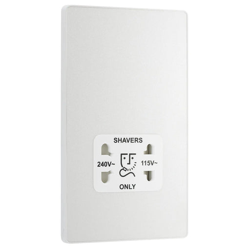 BG Electrical Evolve Pearlescent White - 115/240V dual voltage shaver socket