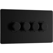 BG Electrical Flatplate Screwless Matt Black - Quadruple 2 way push 200W