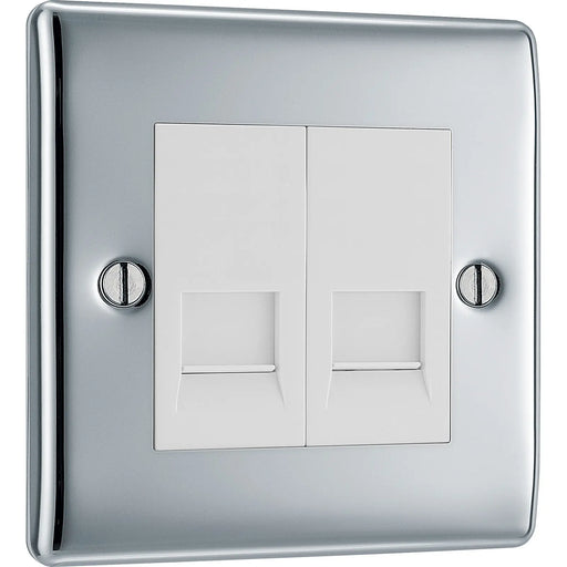 BG Electrical Nexus Metal Polished Chrome - Double, RJ11 telephone socket