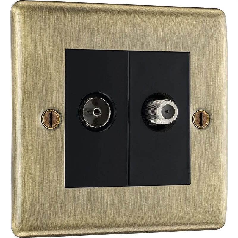 BG Electrical Nexus Metal Antique Brass - Double satellite and co-axial