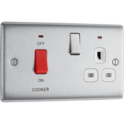 BG Electrical Nexus Metal Brushed Steel - 45A double pole, with switched socket and indicators