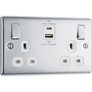 BG Electrical Nexus Metal Polished Chrome - Double switched single pole, with USB A + C (45W)