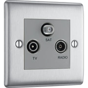 BG Electrical Nexus Metal Brushed Steel - Triple TV/FM/SAT triplex - screened