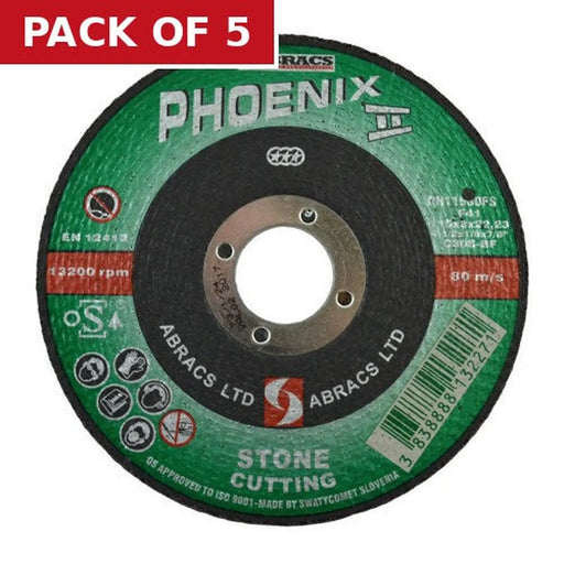 Phoenix II Flat Masonry Cutting Disc (115 x 3 x 16mm) - Pack of 5