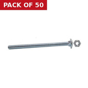 M10 x 150mm ZP Small Carriage Bolts & Nuts  (50)