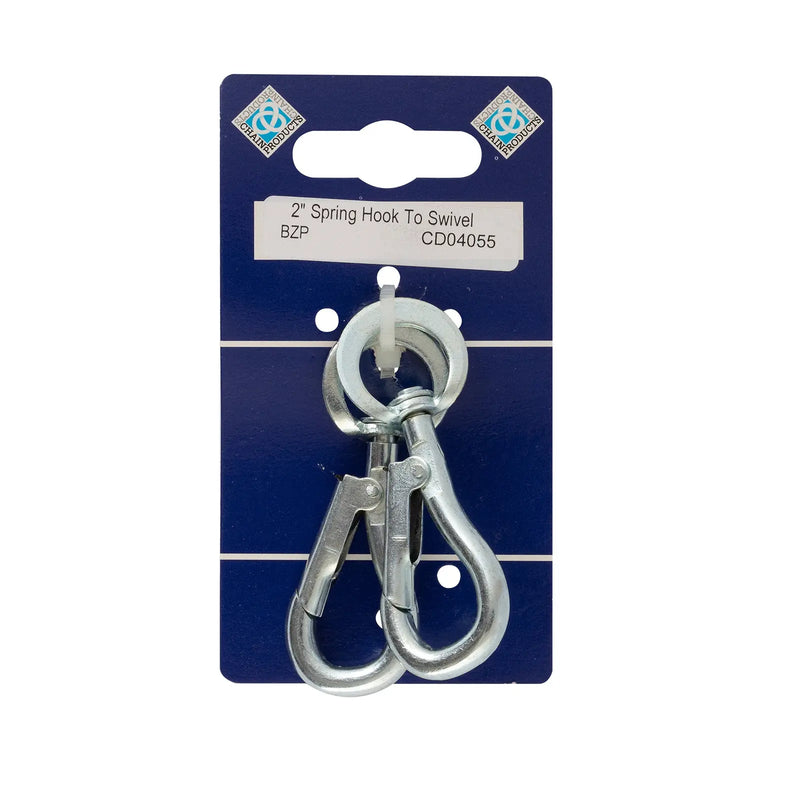 Spring Hooks To Swivel - Zinc Plated - Pack of 10