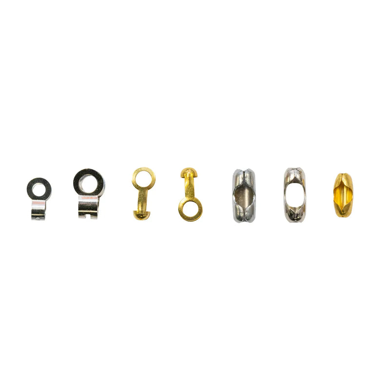 Assorted Ball Chain Fittings - Nickel Plated - Card of 8