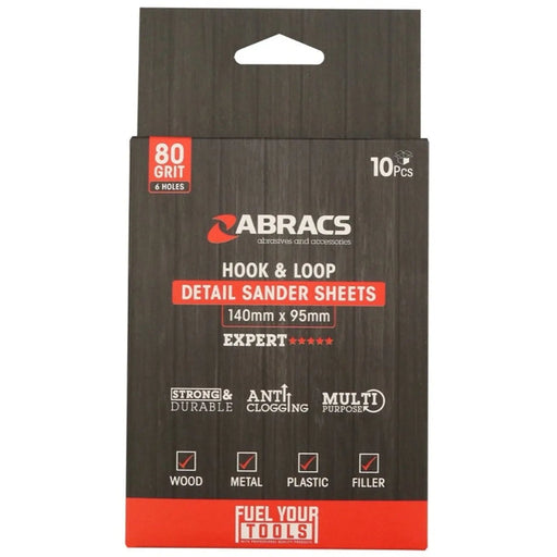 Abracs Hook & Loop Detail Sanding Sheets 95x145 80g Medium