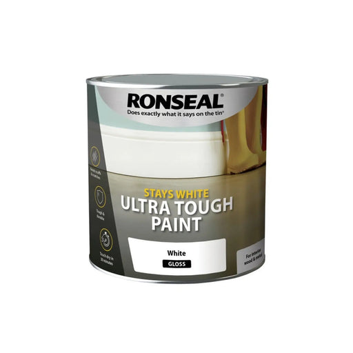 Ronseal Stays White Ultra Tough Paint 2.5L White Gloss