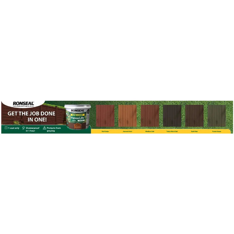 Ronseal One Coat Fence Life 9L Tudor Black Oak