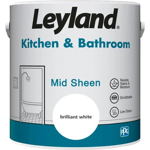 Leyland Kitchen & Bathroom Mid Sheen 2.5L Brilliant White
