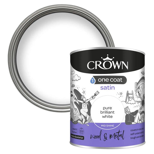 Crown One Coat Satin Brilliant White 750ml
