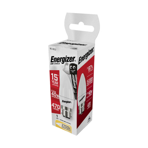 Energizer LED Candle Warm White B22 5.2w 470lm