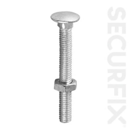 Securfix Carriage Bolt Zinc Plated M6X50mm 20 Pack