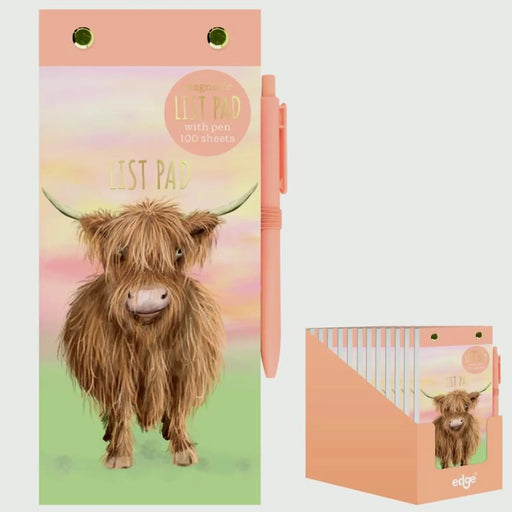 Edge Highland Cow List Pad With Pen