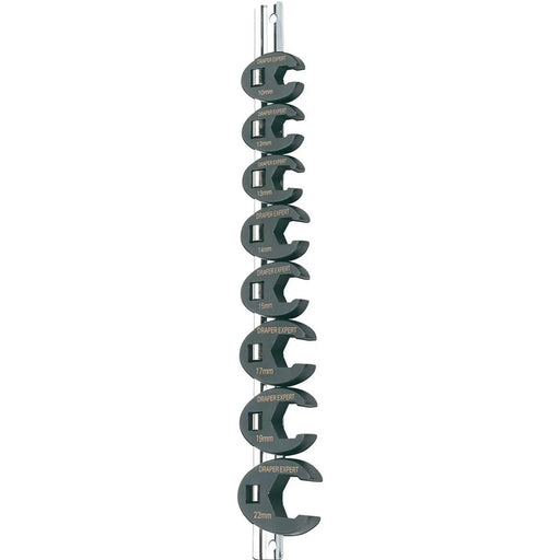 Draper 61034 Draper Expert Metric Crow Foot Spanner Set on a Metal Rail, 3/8" Sq. Dr. (8 Piece)