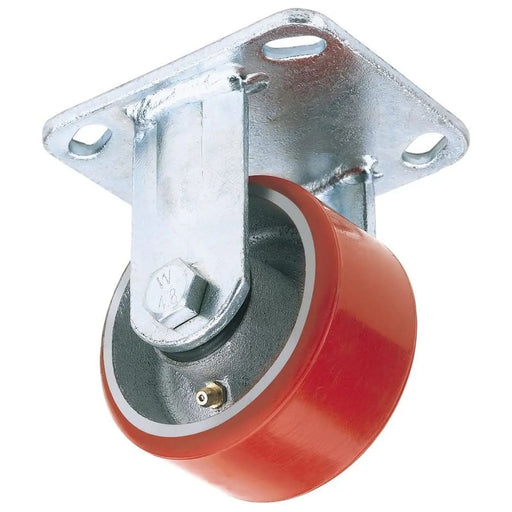 Draper 65525 Fixed Plate Fixing Heavy Duty Polyurethane Wheel, 100mm Diameter, S.W.L. 250kg