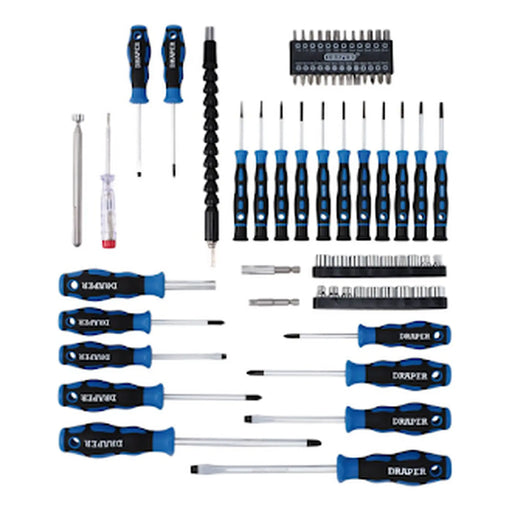 Draper 40850 Screwdriver, Socket and Bit Set, Blue (70 Piece)