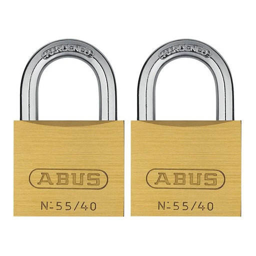Abus Mechanical 55/40mm Brass Padlocks Twin Pack