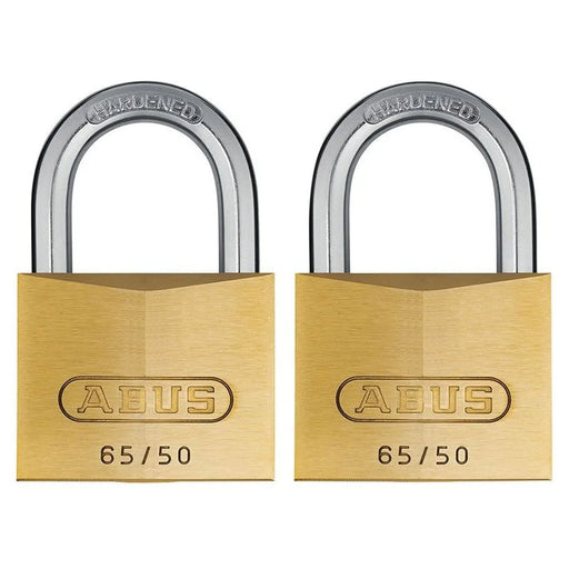 Abus Mechanical 65/50mm Brass Padlock Twin Pack Carded