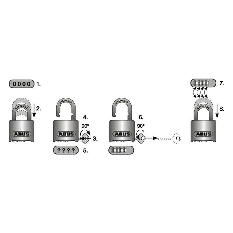 Abus Mechanical 190/60 60mm Heavy-Duty Combination Padlock Closed Shackle (4-Digit) Carded