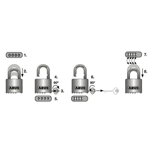 Abus Mechanical 190/60 60mm Heavy-Duty Combination Padlock Closed Shackle (4-Digit) Carded