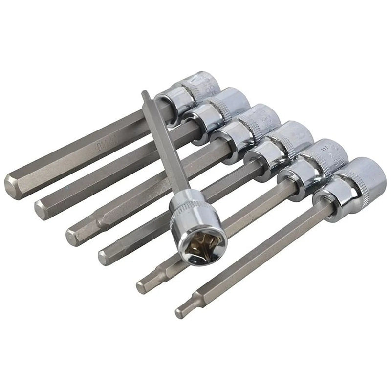 Bluespot Tools 3/8in Drive Extra Long Hex Socket Bit Set, 7 Piece