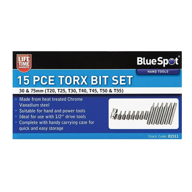 Bluespot Tools TORX Bit Set, 15 Piece