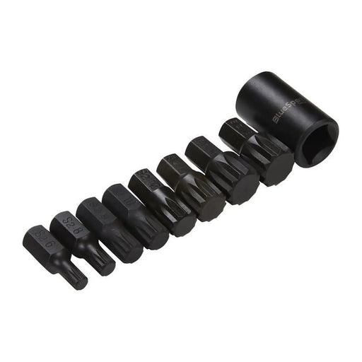 Bluespot Tools 1/2in Impact Spline Bit Set, 9 Piece