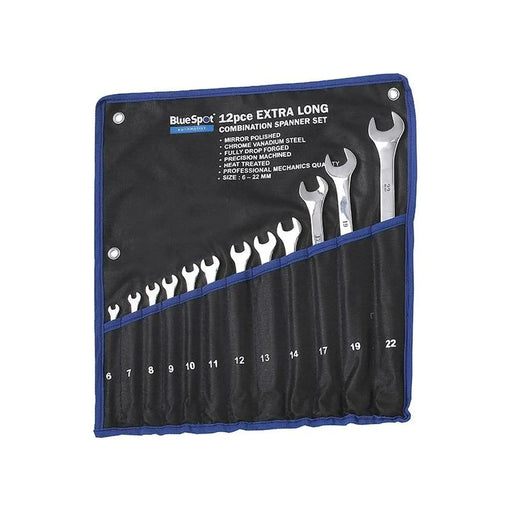 Bluespot Tools Extra Long Combination Spanner Set, 12 Piece
