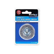 Bluespot Tools Flat Steel Wire Wheel Brush 50mm x 6mm Arbor