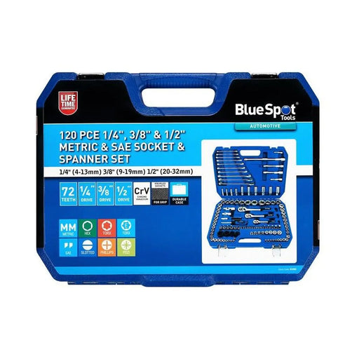 Bluespot Tools 1/2in, 3/8in & 1/4in Metric Socket Set, 120 Piece