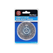 Bluespot Tools Flat Steel Wire Wheel Brush 75mm x 6mm Arbor