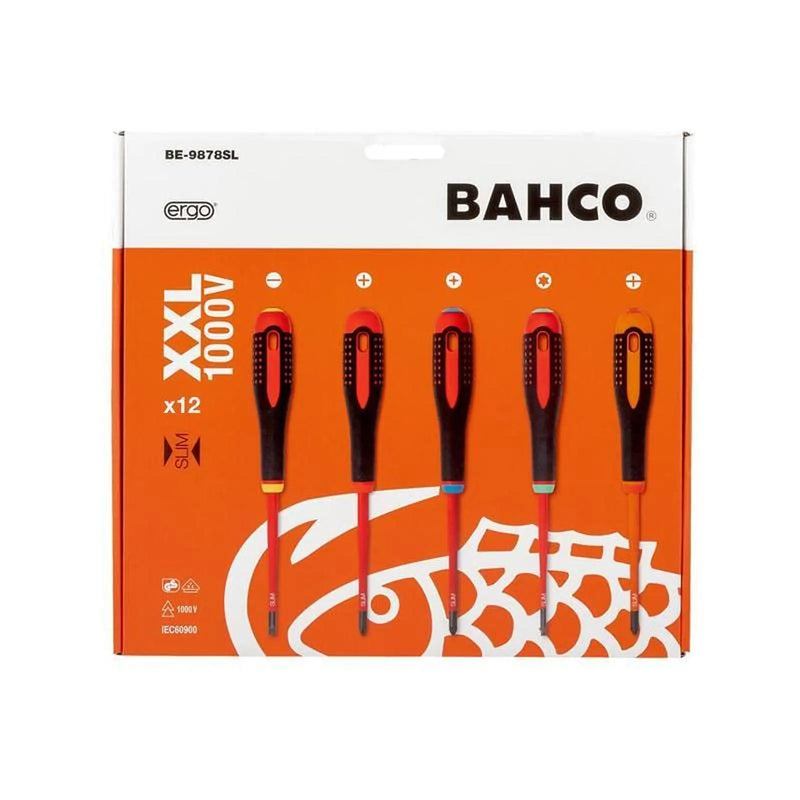Bahco BE-9878SL ERGO™ Slim VDE Insulated Screwdriver Set, 12 Piece