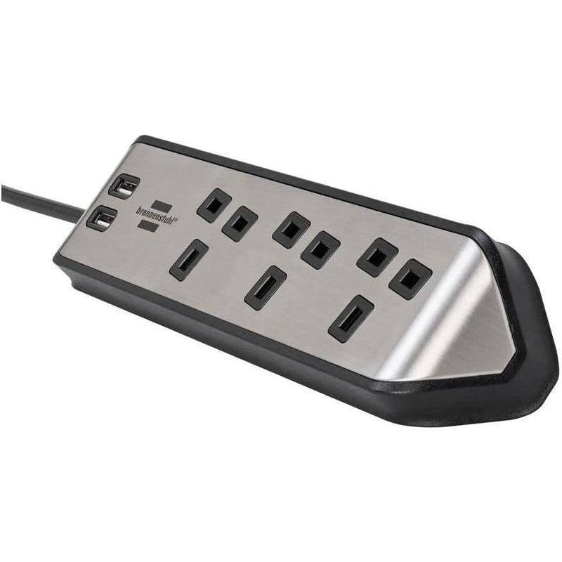 Brennenstuhl estilo Corner Extension Lead 240V 3-Gang 13A Black 2m
