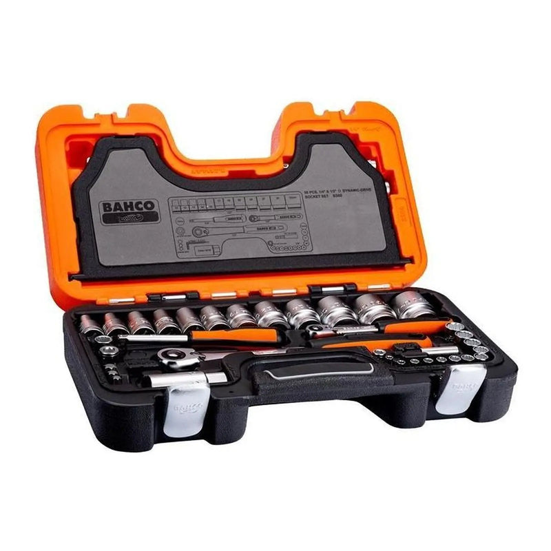 Bahco S560 1/4 & 1/2in Drive Socket Set, 56 Piece
