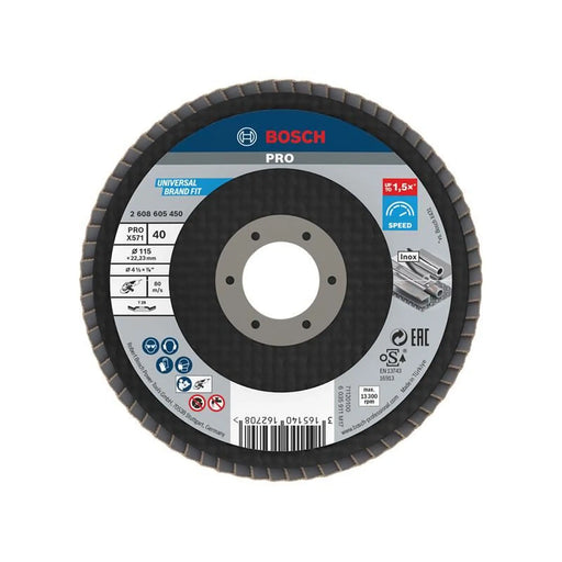 Bosch Powertool Accessories Bosch PRO X571 Flap Disc 115mm Heavy Duty