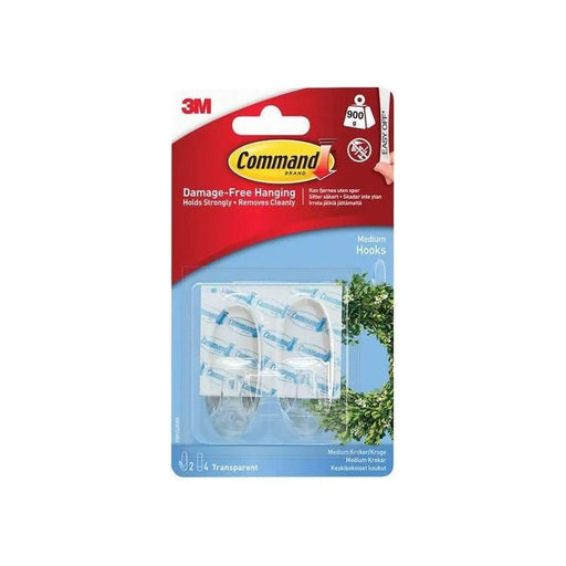 Command™ Clear Hooks with Clear Strips, Medium (Pack 2)