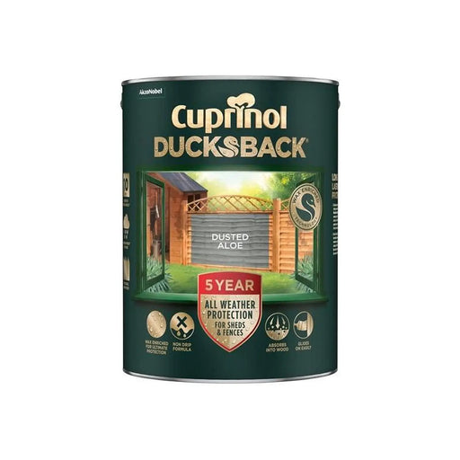 Cuprinol Ducksback 5 Year Waterproof for Sheds & Fences Dusted Aloe 5 litre