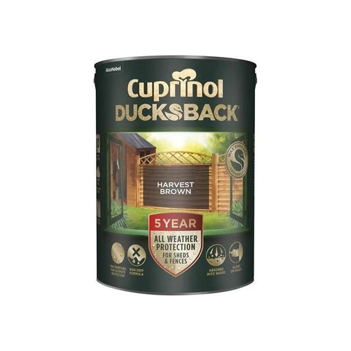 Cuprinol Ducksback 5 Year Waterproof for Sheds & Fences Harvest Brown 5 litre