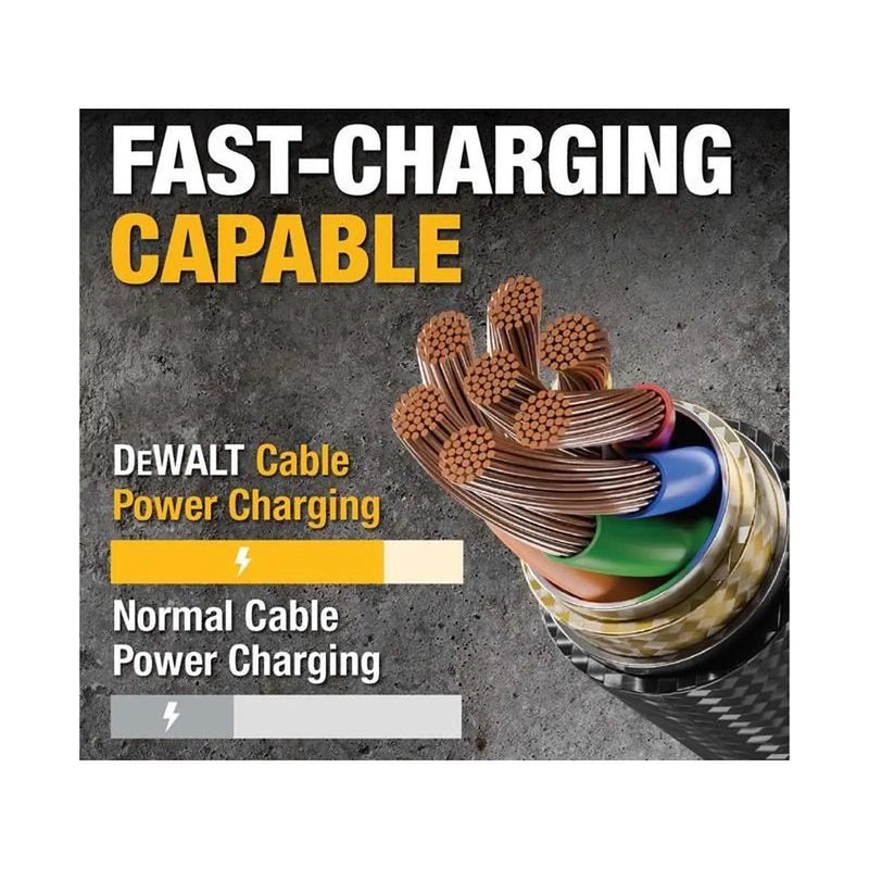 DeWalt Telecoms USB A to Lightning Reinforced Charging Cable