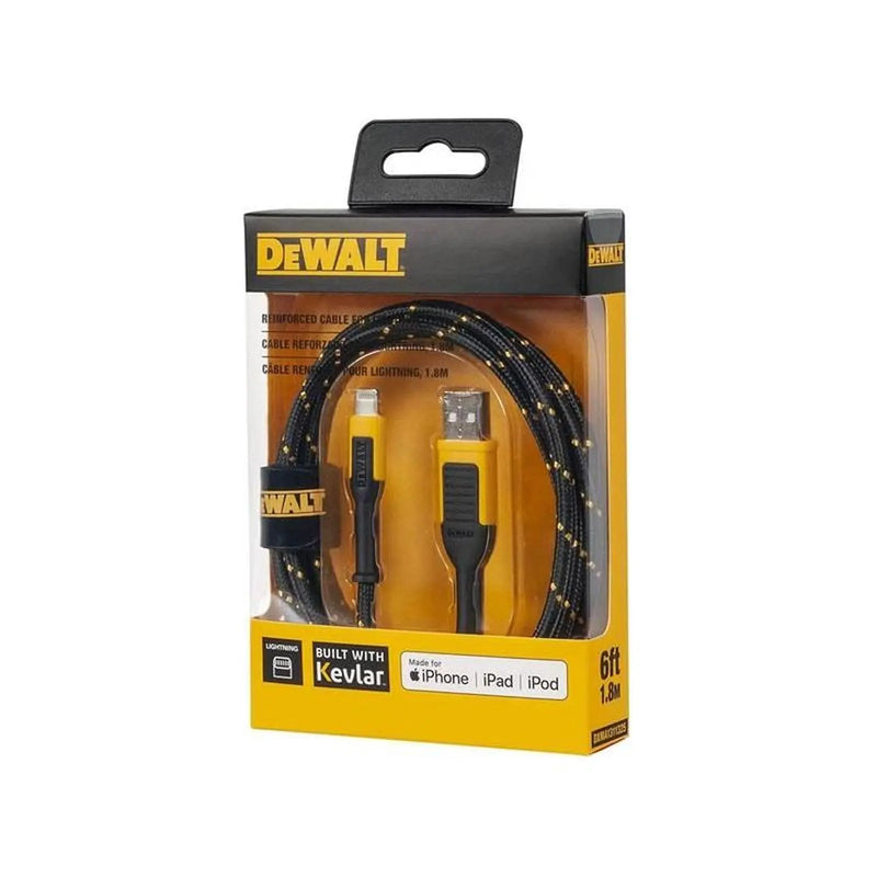 DEWALT Telecoms DeWalt USB A to Lightning Reinforced Charging Cable 6ft