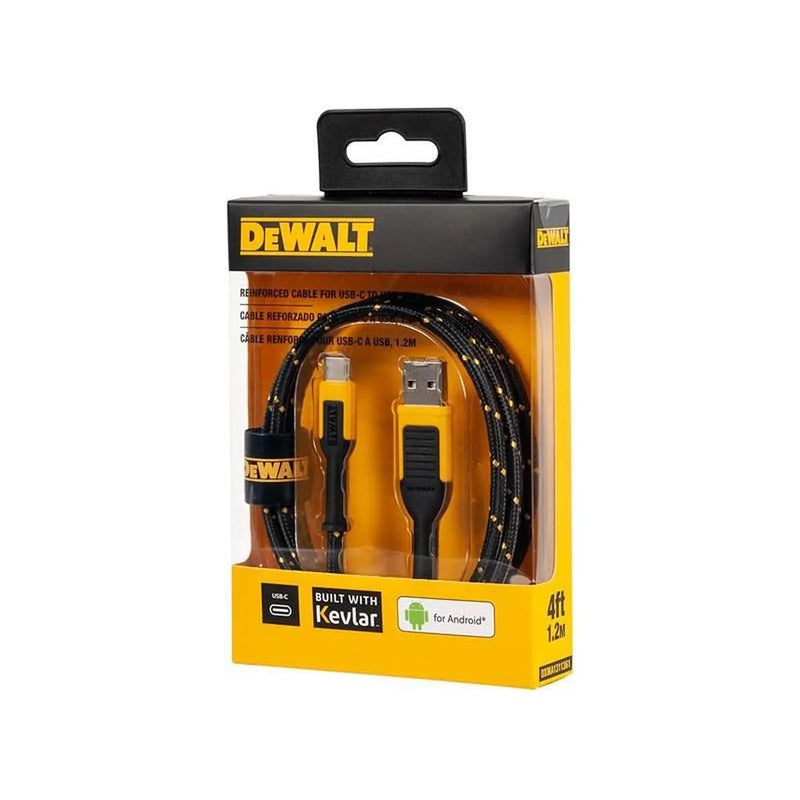 DEWALT Telecoms DeWalt USB A to USB C Charging Cable 1.2m Reinforced