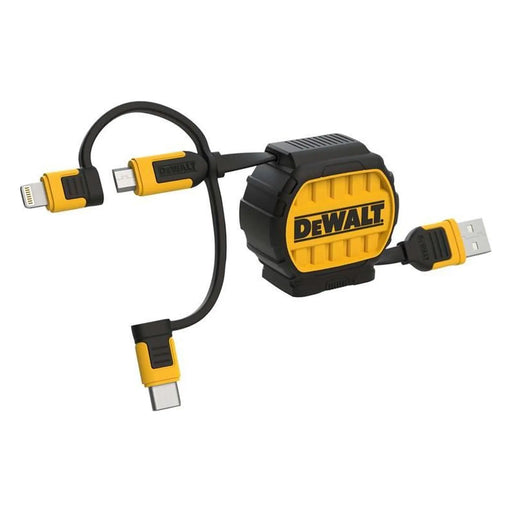 DEWALT Telecoms DeWalt 3-in-1 Retractable Cable USB A C Lightning