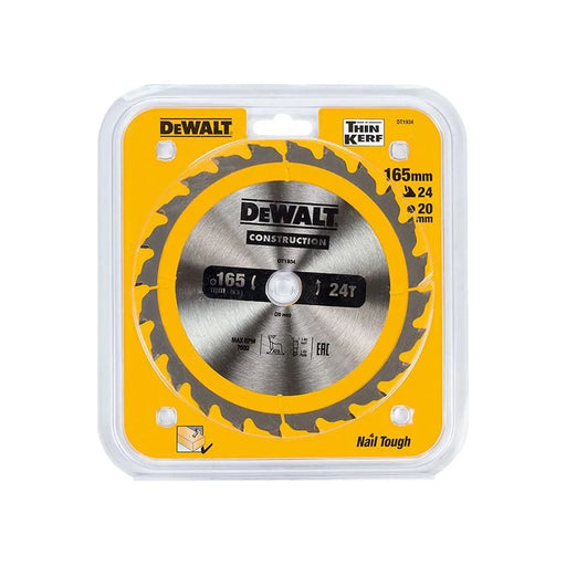 Dewalt Power Tools Portable Construction Circular Saw Blade 165 x 20mm x 24T